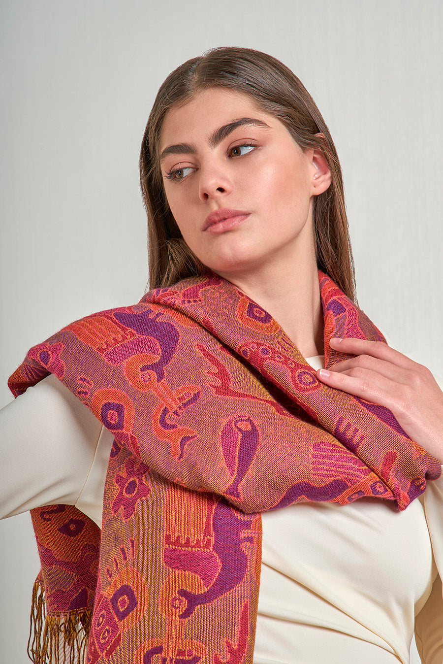 Nazca - 12 Chales Baby Alpaca Color Rojo