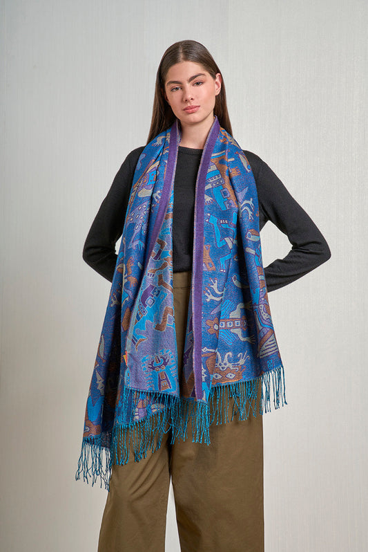 Nazca - 12 Chales Baby Alpaca Color Azul