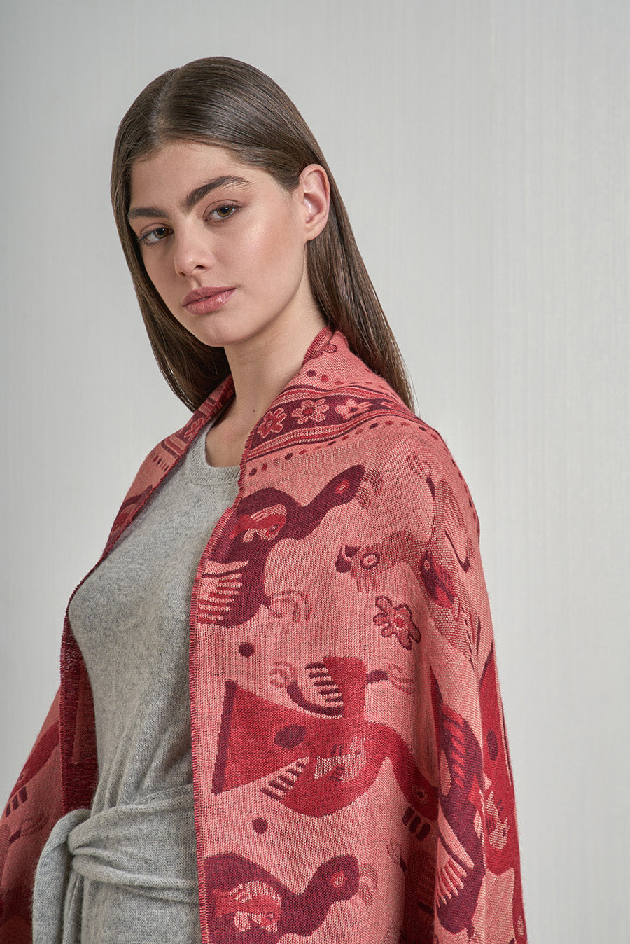 Nazca - 13 Mantón Baby Alpaca Color Guinda
