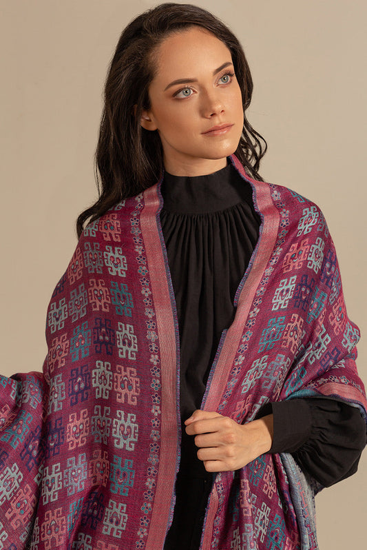 Nazca - 26 Chal Royal Alpaca &amp; Seda Color Azul Claro