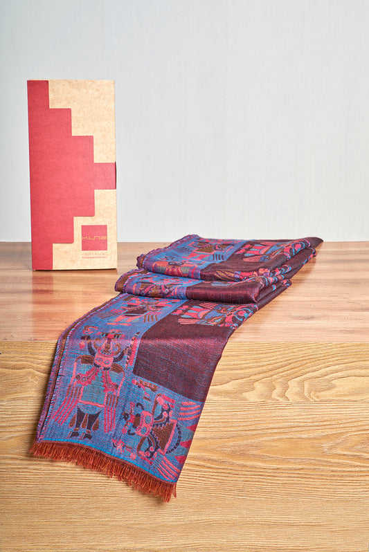 Nazca - 28 Mantón Royal Alpaca y Seda Color Guinda