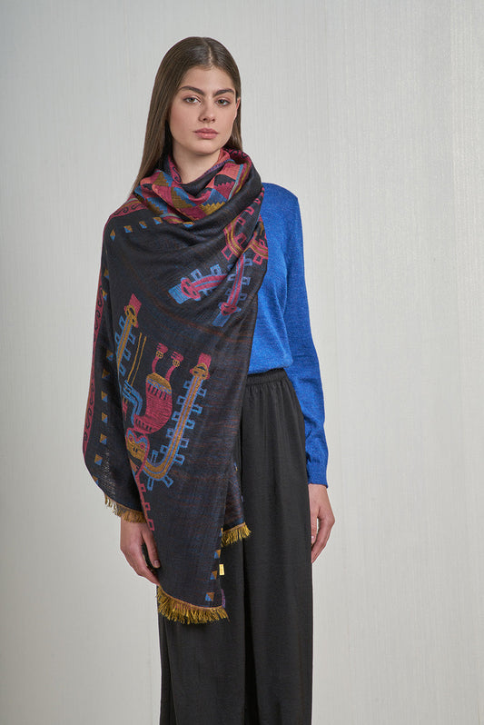 Nazca - 32 Chal Royal Alpaca &amp; Seda Color Negro