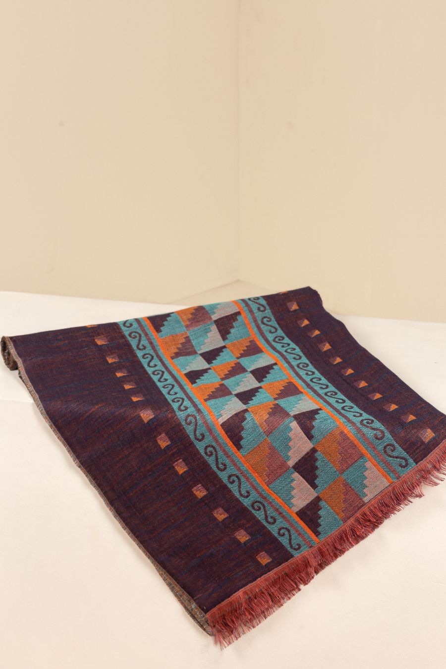 Nazca - 32 Mantón Royal Alpaca &amp; Seda Color Azul Oscuro