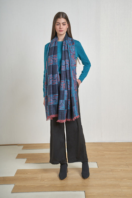 Nazca - 33 Chal Royal Alpaca &amp; Seda Color Azul