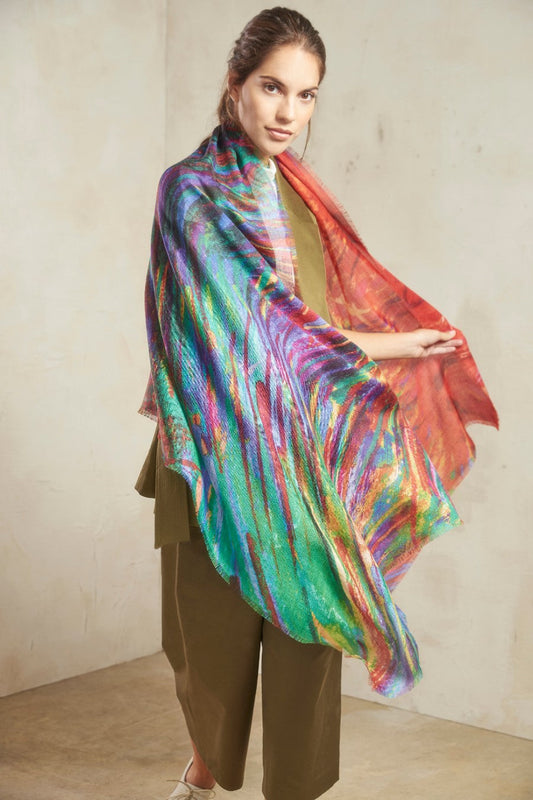 Mantón Flora Al Viento Baby Alpaca Color Multicolor