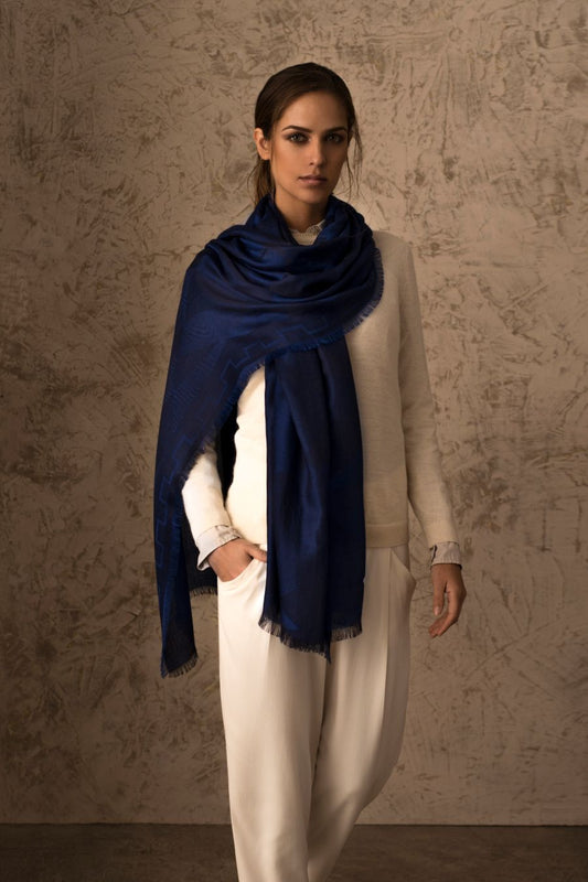 Byzance - Chal de Seda y Alpaca Real Color Azul