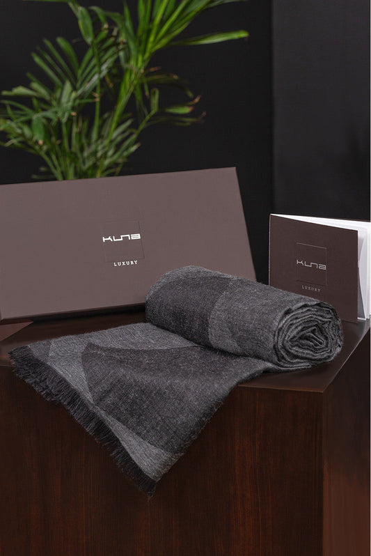 Byzance - Chal de Seda y Alpaca Real Color Gris Oscuro