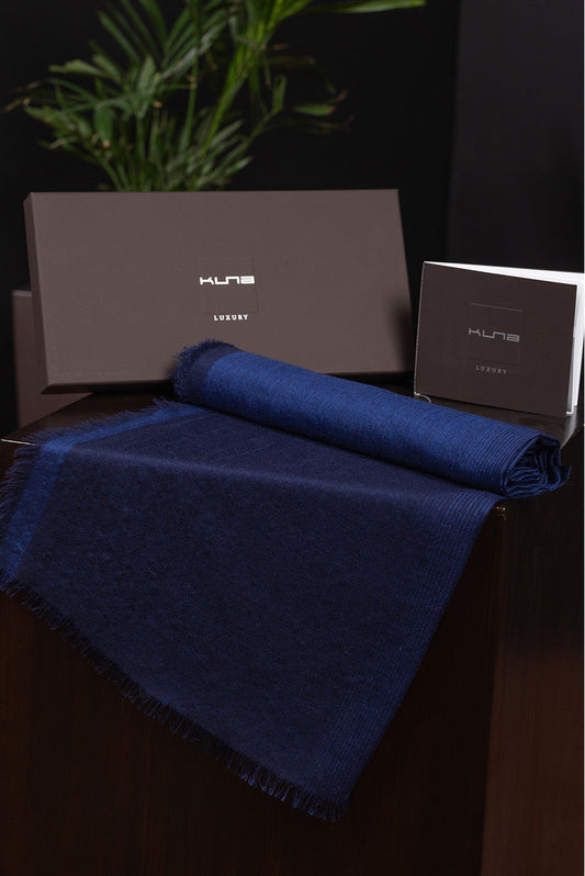Borisette - Chal de Seda y Alpaca Real Color Azul Marino