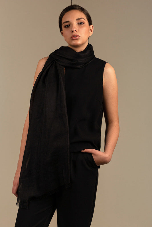 Chal Bari Royal Alpaca &amp; Seda Color Negro