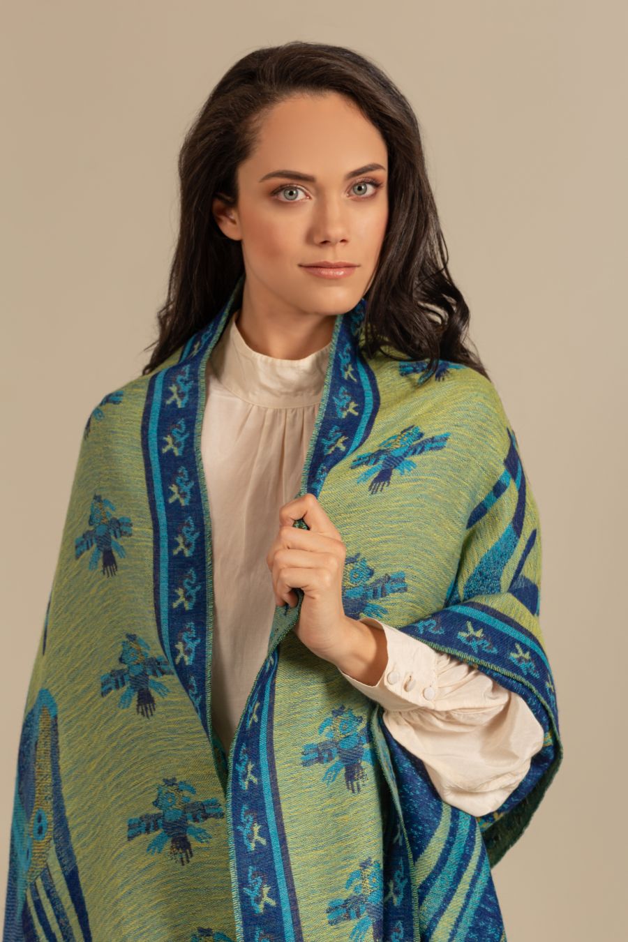 Nazca - 10 Chales Baby Alpaca Color Azul