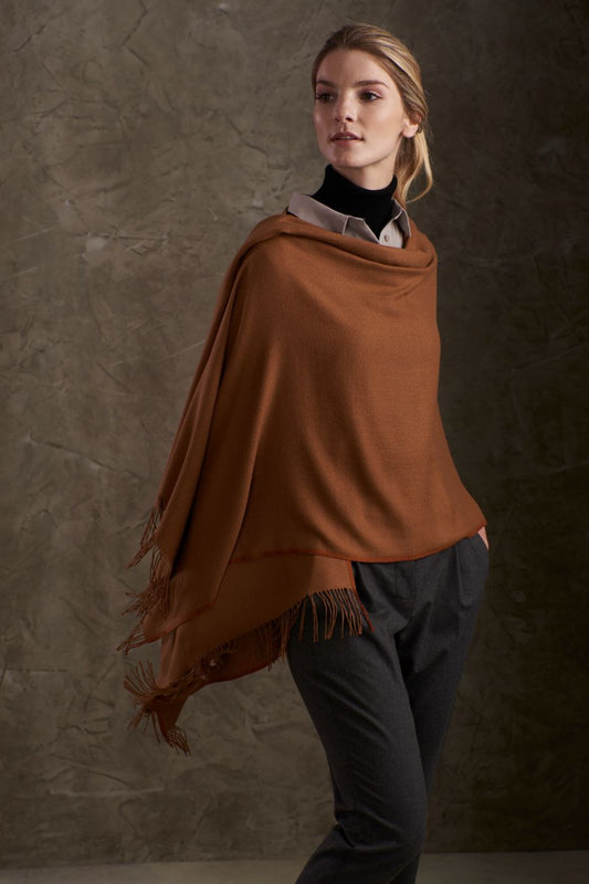 Bella Mantón Vicuña Color Ladrillo