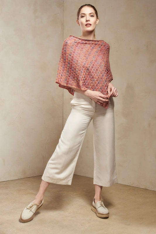 Poncho Satén Baby Alpaca Color Melón