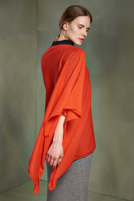 Poncho Toffee Baby Alpaca Color Rojo Naranja