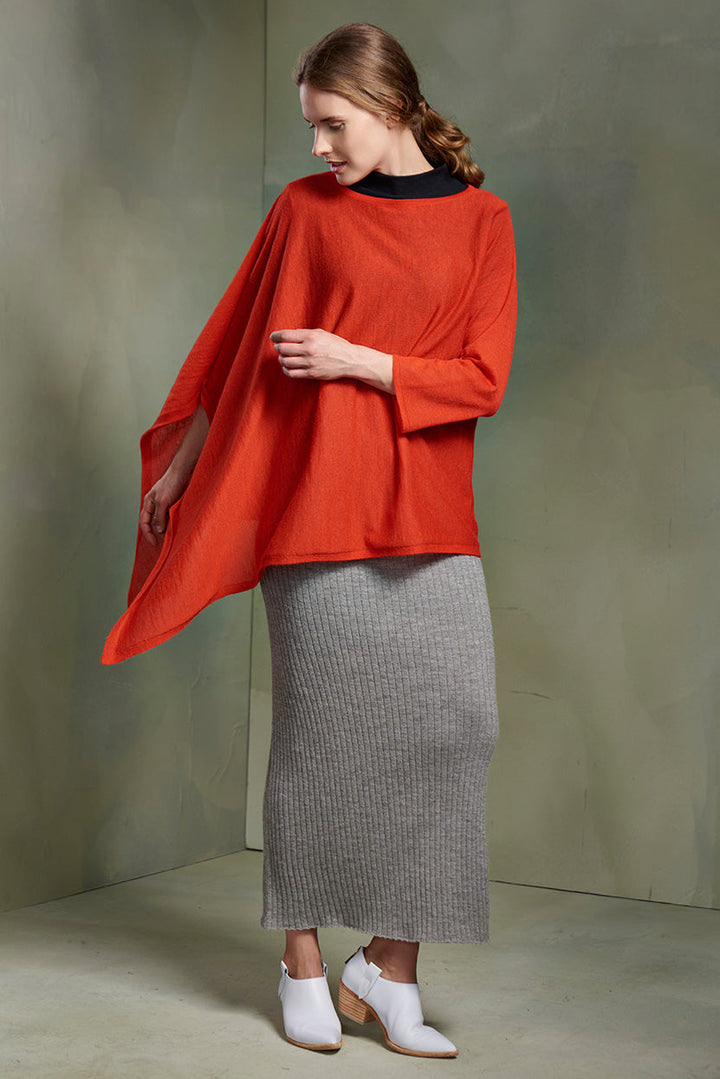 Poncho Toffee Baby Alpaca Color Rojo Naranja