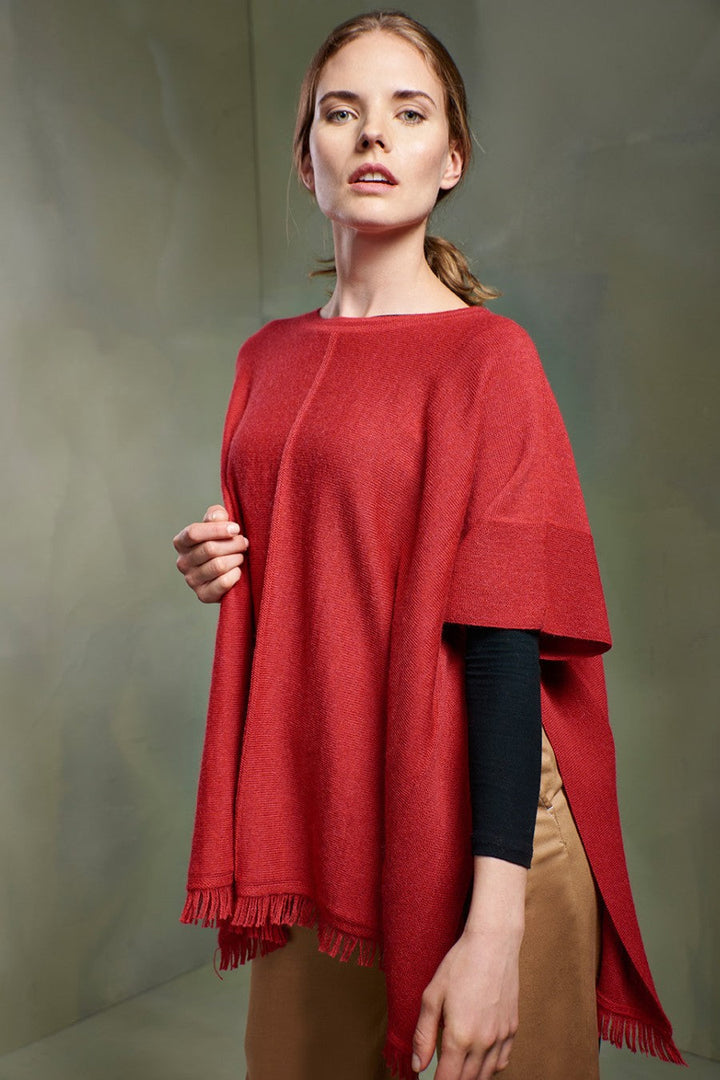 Poncho Taboa Baby Alpaca Color Ruibarbo