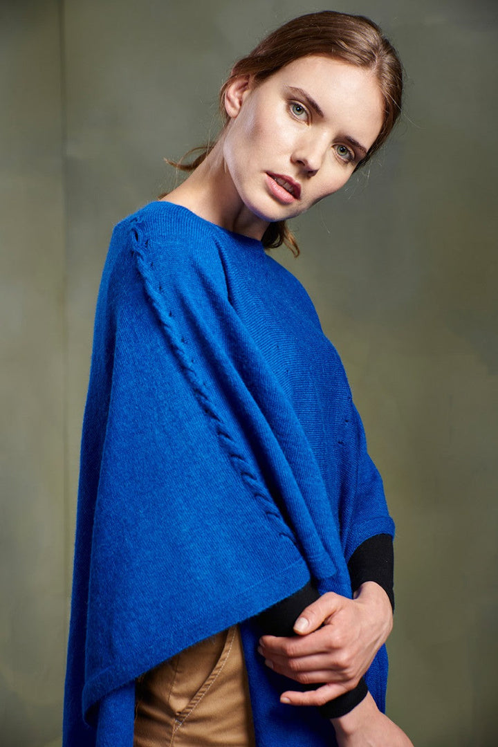 Poncho Tatiana Baby Alpaca Color Azul