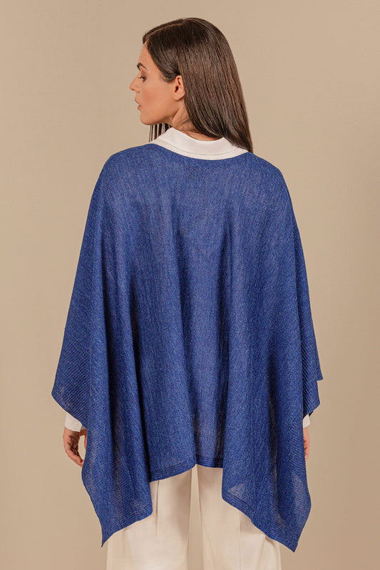 Poncho Udaipur Baby Alpaca Color Piedra Azul