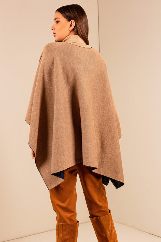 Poncho Uccello Baby Alpaca Color Astral&amp;Croissant