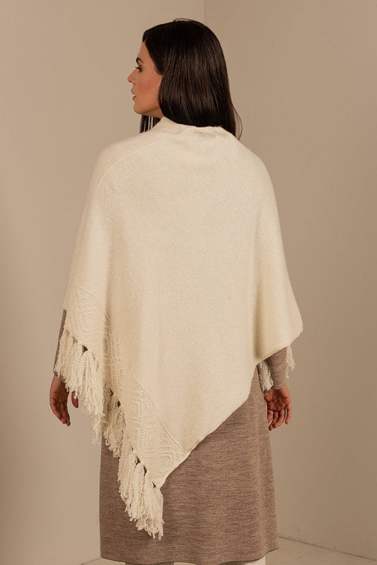 Ofelia Poncho Baby Alpaca Color Crudo