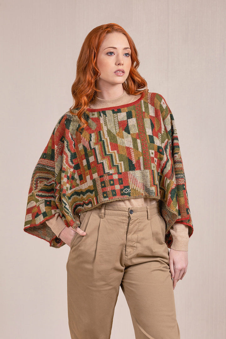 Vesubio Poncho Baby Alpaca Color Secoya