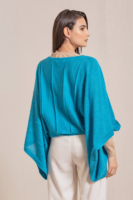Poncho Vavi Baby Alpaca Color Piscina