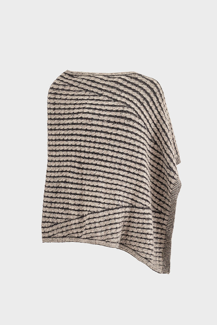 Wonder Poncho Baby Alpaca Color Sabbia &amp; Antracita