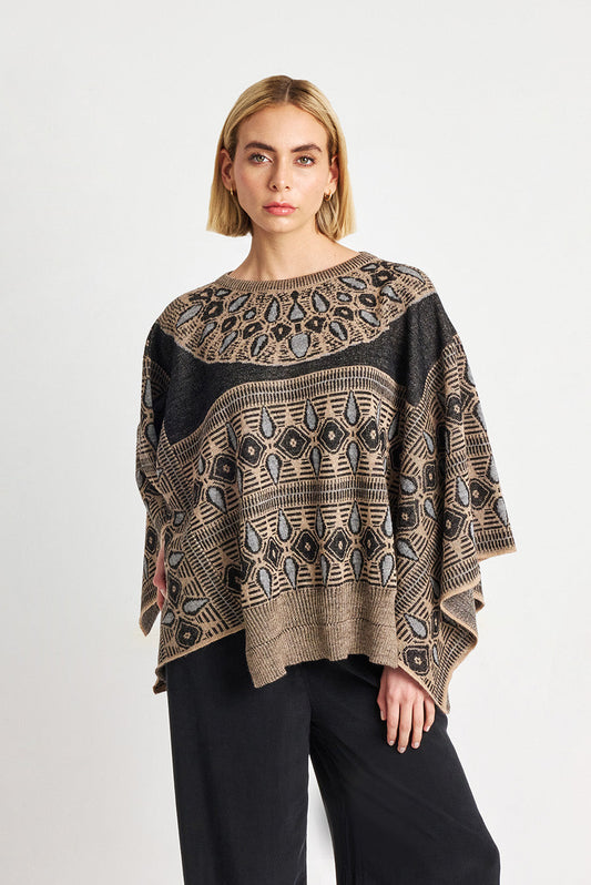 Poncho Ancho Baby Alpaca Color Rebozuelo