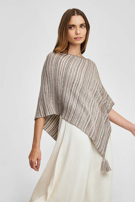 Poncho Nogal Algodón y Baby Alpaca Color Gris