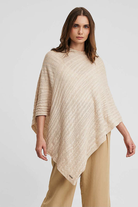 Poncho Wasabi Algodón y Baby Alpaca Color Beige