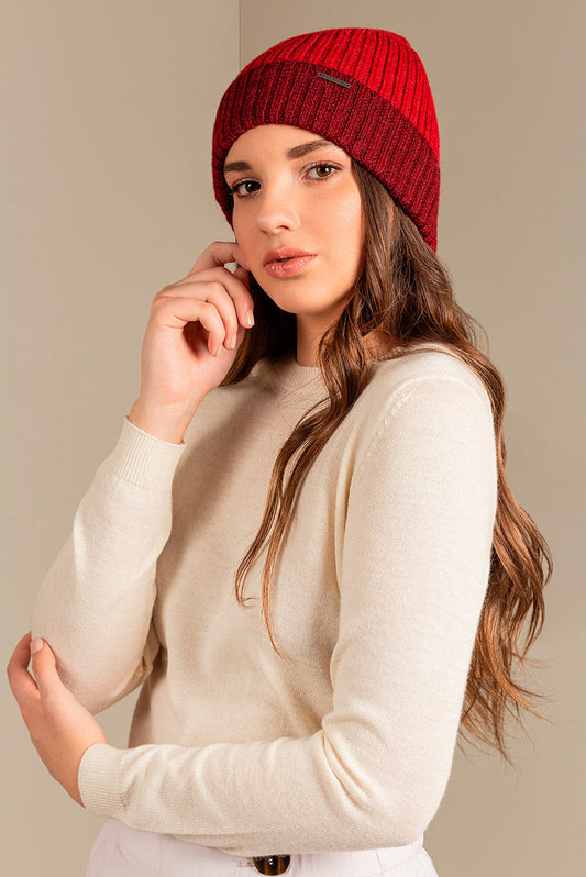 Gorro Faida Baby Alpaca Color China &amp; Rosso