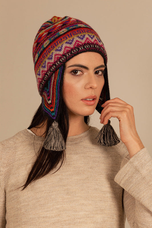 Gorro uzbeko de alpaca para bebé color negro