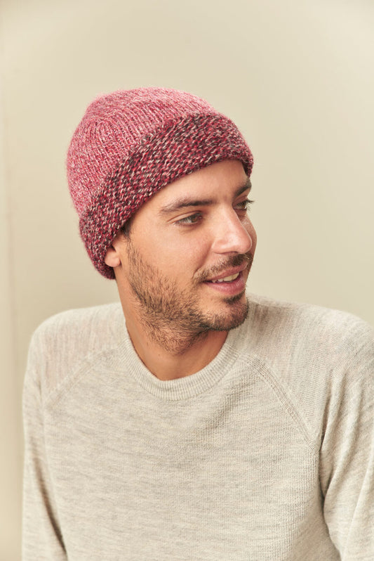 Deshacer Gorro Baby Alpaca Color Pinot &amp; Rosered