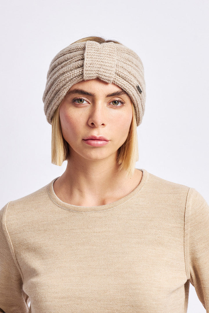 Gorro con banda para la cabeza Welldone de alpaca bebé color Sabbia