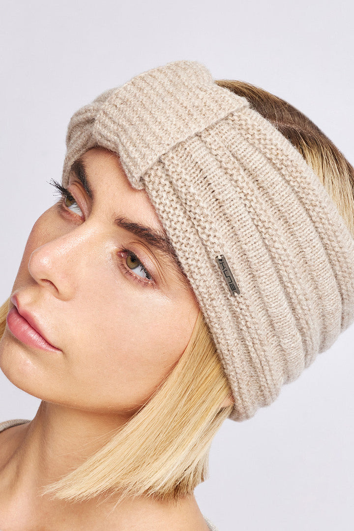 Gorro con banda para la cabeza Welldone de alpaca bebé color Sabbia