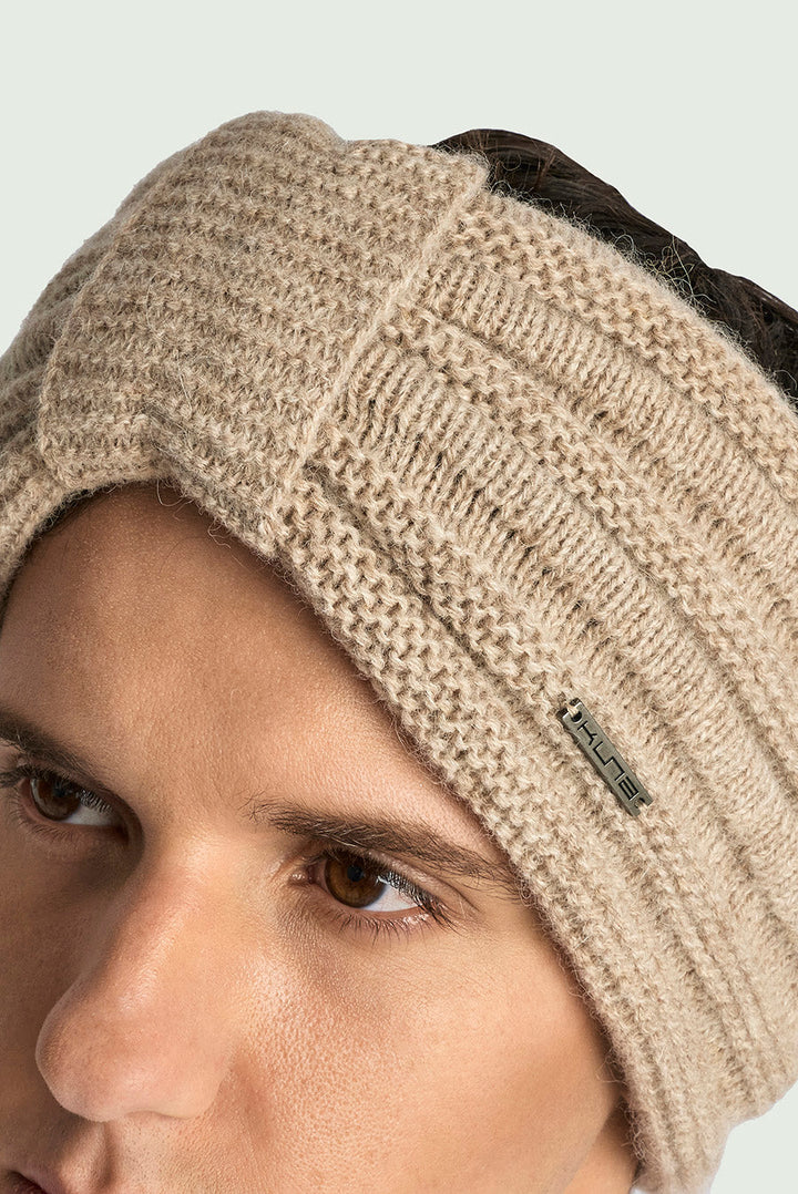 Gorro con banda para la cabeza Welldone de alpaca bebé color Sabbia