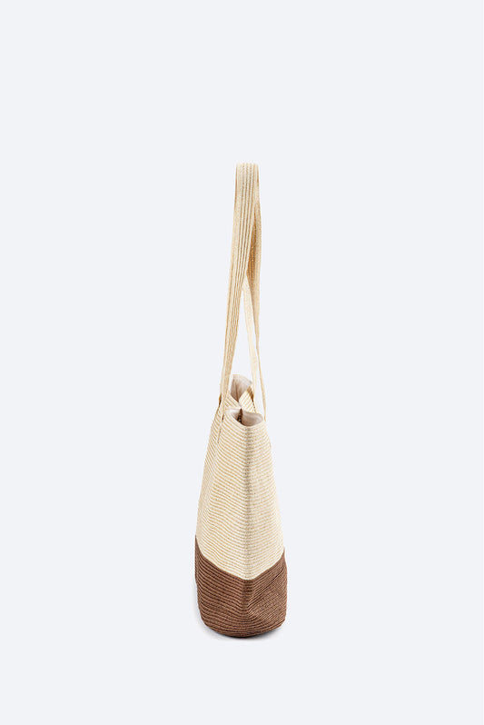 Bolso Mila Tote Papel Color Crema &amp; Marrón