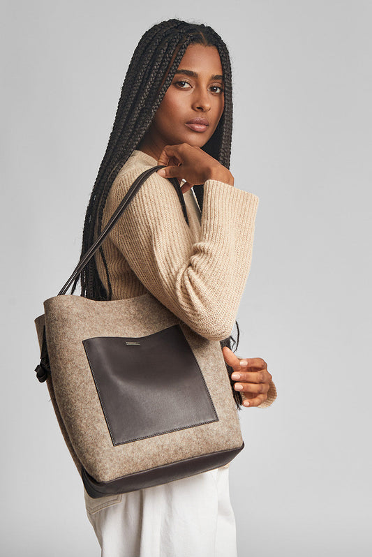 Bolso Waterloo de Lana y Alpaca Color Topo