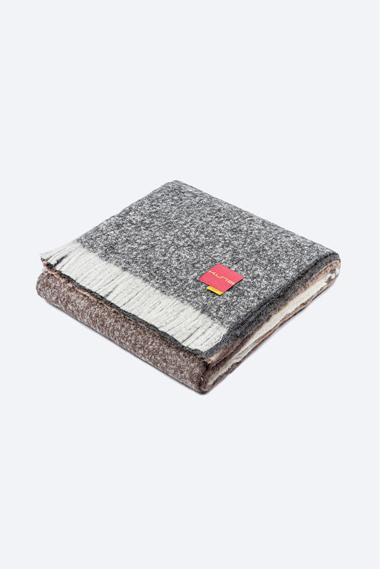 Vendimia Manta Alpaca Color Marrón &amp; Gris