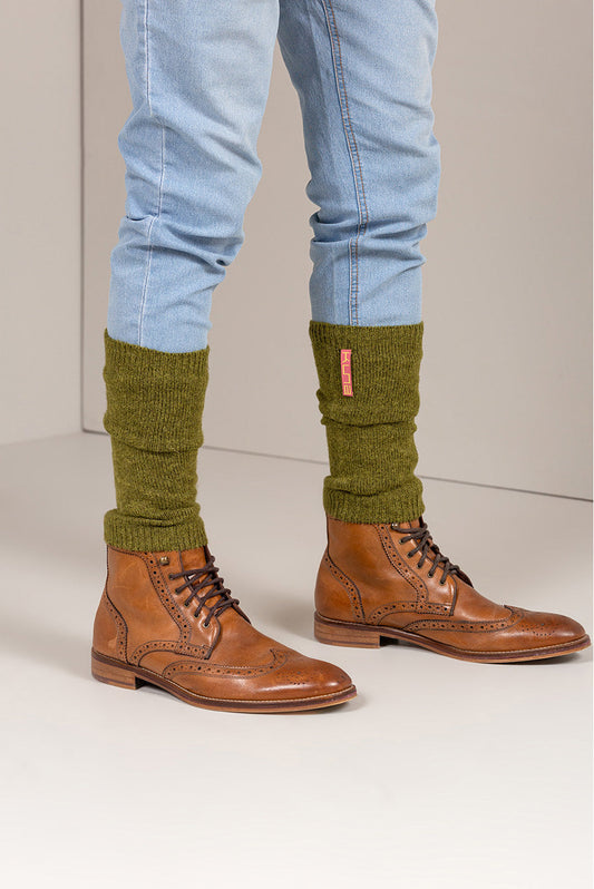 Calentador de piernas Undone Baby Alpaca Color Aguacate