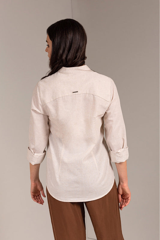 Blusa Undula Lino &amp; Algodón Color Beige
