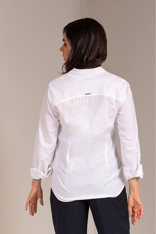 Blusa Undula Lino &amp; Algodón Color Crudo