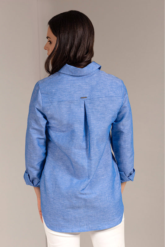Unbeso Blusa Lino Y Algodón Color Azul