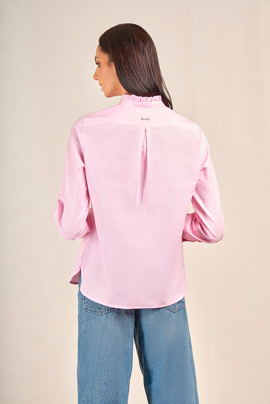 Camisa Velero Lino y Algodón Color Rosa