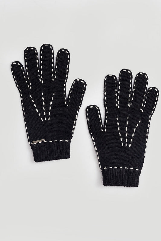Guantes Willa Baby Alpaca Color Negro y Crudo